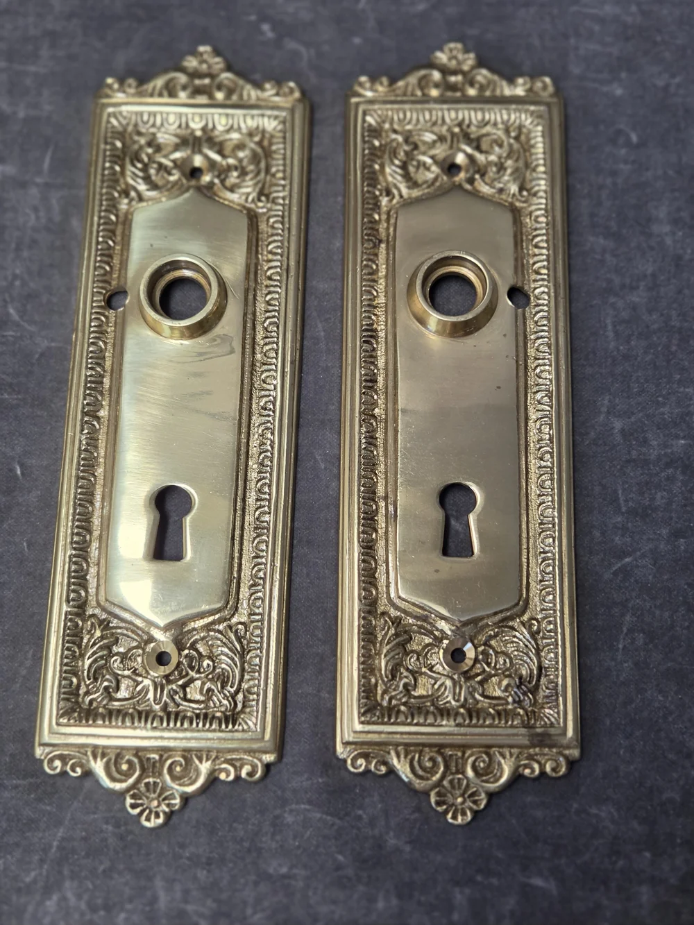 Made In India Ornate Brass-Style Decorative Door Backplate Set - Vintage Look